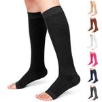 Ailaka Knee High Compression Socks for Men Women, 20-30 mmHg Firm Graduated Support Stocking Open Toe Varicose Veins Socks for Travel, Flight, Pregnancy, Recovery