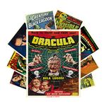 Vintage Horror Monster Movie Posters Classic Scary Movie Poster Wall Art Prints Home Theater Set for Man Cave Living Room Bedroom 8”X 10” Unframed 9Pcs