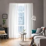 MIULEE 2 Panels Solid Color White Sheer Window Curtains Elegant Window Voile Panels/Drapes/Treatment for Bedroom Living Room (54 X 48 Inches White)