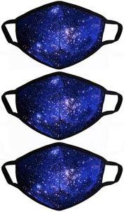 3 Pack blue galaxy Cloth Face Masks, Dust Cloth Mask, Breathable Soft Warm Windproof Face Protection for Men and Women