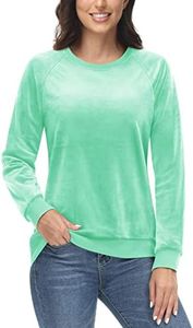 TACVASEN Sudaderas con Cuello Redondo para Mujer Camisas Jersey Informal Suéteres de Invierno Verde Menta,XXL