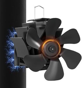 Wood Stove Fan with Magnet: Fireplace Fan for Wood Burning Stoves, Heat Powered Pipe Fireplace Fan Quiet Warm Air Circulation for Log Burner/Camping Hot Tent Stove (Stick on Chimney Tube, 6-Blades)