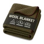 Jmr Usa Inc. Wool Camping Blanket - Warm Heavy Car & Camp Quilt - Survival Emergency Blanket - Olive Green, 66x90
