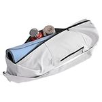 Navaris Yoga Mat Bag with Adjustable Strap - Large Yoga Mat Carrier with Zip Pocket for Essentials - Gym Bags Suitable for All Mats Up to 71cm Width - for Women or Men - White, XXL