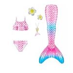 Coyhoim Girls Swimsuit Mermaid Tails for Teen Girls Swimming Princess Bikini Bathing Suit Set with Garland (Cx16,110)