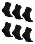 DANISH ENDURANCE 6 Pack Bamboo Socks, Super Soft, Antibacterial for Men & Women, Black, 9-12