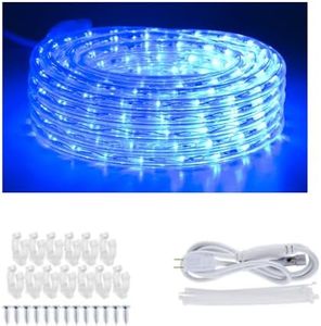 JUNWEN Blue Led Rope Strip Lights, Outdoor, Indoor, 40FT/12M, Waterproof, 432LEDs, Plug in 110V, Connectable, Cuttable, UL Listed Power Decoration Flexible Garden Stairs Balcony Party Christmas