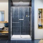 DreamLine Infinity-Z Semi-Frameless Sliding Shower Door | For openings from 44" up to 48" | Clear Glass in Chrome | SHDR-0948720-01