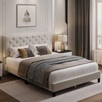 SIYARA DESIGN Upholstered Bed King Size | Fabric Uphostry Platform Cot Bed for Bedroom