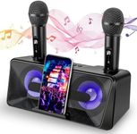 Karaoke Machine for Adults, Portable Karaoke Machine with 2 Wireless Microphones, Bluetooth, HD Sound PA System Karaoke Speaker for Home Party, Picnic, Outdoor/Indoor