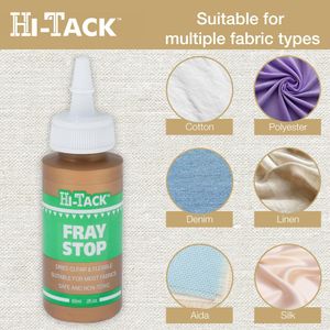Hi-Tack Fray Stop Fabric Glue, 60ml – Prevents Fabric Fraying