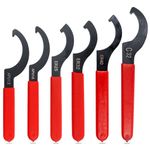 MSYU Coilover Adjustment Wrenches Set, 6 Pieces Coilover Wrench Shock Spanners Hook Wrenches Tools, C-Shape Spanners for Suspension System (Red & Black)