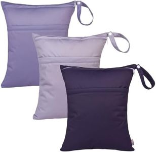 ALVABABY 3pcs Cloth Diaper Wet Dry Bags Waterproof Reusable with Two Zippered Pockets Travel Beach Pool Daycare Soiled Baby Items Yoga Gym Bag for Swimsuits or Wet Clothes 3L-ZM08