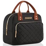 HOMESPON Lunch Bag for Woman Man Adults with Front Pocket Insulated Lunch Tote Lunch Box Container for Work Picnic or Travel(Golden Black)