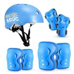 Jaspo Skate Mate Protective Skating Kit for Kids – Helmet with Adjuster, Knee Elbow Pads & Wrist Guards, Safety Gear Set for Skating, Cycling & Skateboarding (Blue, Medium)