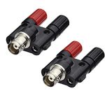 Eightwood 2pcs BNC Female to Dual Banana Female Socket Binding Post RF Coax Splitter Adapter Connector