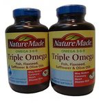 Nature Made Triple Omega 3 6 9 Fish, Flaxseed, Safflower and Olive Oils, 180 Softgels Each-2 Bottles