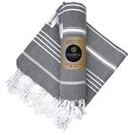 Authentic Cotton Turkish Hand Towel - Classic Luxury Set of 2 - 100% Organic Decorative Hand Towels for Bathroom Kitchen & Home - Super Absorbent & Quick Drying - 38" x 20" - Prewashed (Stone Grey)