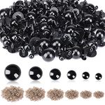 UPINS 900 Pieces 6-16MM Black Plastic Safety Eyes with Washers for Crochet Animal Crafts Doll Making Supplier Bulk (6 Sizes)