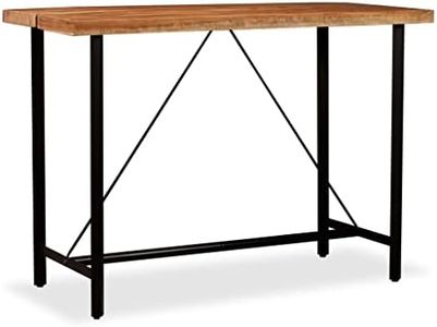 vidaXL Solid Acacia Wood Bar Table - Industrial Style Dining Table - Steel Legs - Brown - 150x70x107cm