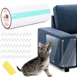 CHUANGSEED Cat Scratch Protector 200" x 12" Cat Anti-Scratch Deterrent Tapes Flexible Safe Furniture Protectors from Cats Scratch Clear Cat Training Sticky Paw Pads with Pins