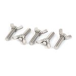 Uxcell a16060600ux0215 Screw Metric M8 x 30Mm 304 Stainless steel Butterfly Wing Nut Screw Silver Tone 5Pcs