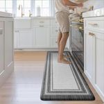 KIMODE Anti Fatigue Kitchen Mat, Cushioned Farmhouse Kitchen Runner, Non Slip Waterproof Kitchen Mat for Floor, Comfort Foam Standing Desk Mat for Laundry, Office, Sink Black 17.3"x59"