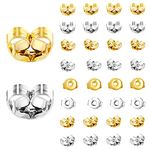 32 Pcs 16 Pairs Earring Backs Replacements 14K Gold Silver Butterfly Earring Back for Stud Secure Ear Locking for Ear Posts