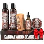 Viking Revolution - Beard Conditioner Kit - Beard Grooming Kit For Men - Softens, Smoothes & Soothes - With Beard Wash & Conditioner, Beard Oil & More - Gifts For Men - Sandalwood