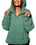 chouyatou Women's Quilted Pullover Puffer Jacket Packable Hooded Oversize Winter Coat Tops, Aqua Green, Medium