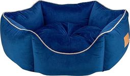 Pet Smile Super Soft Reversible Bed for Indoor Cats, Dog Bed for Puppy and Kitty Round Bed, Sofa Basket for a Dog & Cat | Pet Bed With Pillow (M, Blue)