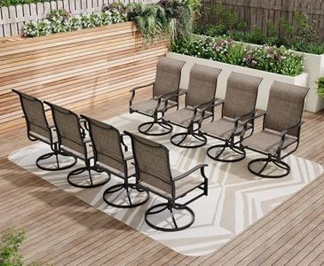 PHI VILLA Swivel Patio Dining Chairs Set of 8, Padded Textilene