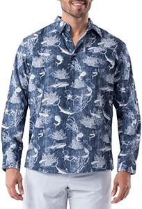 Guy Harvey Camisa de pesca de manga larga para hombre, Blanco brillante, Medium