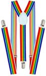 Dibi Adjustable Y Back Suspenders for Men, Women, Teens and Boys, Suspenders with Strong Clips, Rainbow, Adjustable