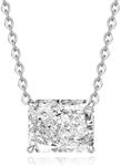 ALQDLI 925 Sterling Silver Diamond Necklace for Women Round/Oval/Cushion/Radiant Cut Simulated Diamond Pendant 18K White Gold Plated Jewelry Gifts for Her, Sterling Silver, simulated diamond