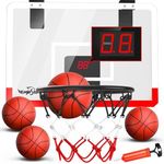 EagleStone Kids Mini Basketball Hoop Set, Over The Door Basketball Hoop with Electronic Scoreboard, 4 Balls, Wall Mounted Room Basketball Hoops for Kids Boys Birthday