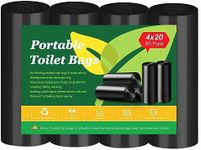 Portable Toilet Bags for Camping, Biodegradable Porta Potty Bags 8 Gallon Thickened Toilet Waste Bags for 5 Gallon Bucket Toilet, Compostable Bags for Adults Outdoor Boating Camping Travel (80 Count)