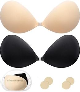 2 Paires de Soutiens-Gorge Push-Up Adhésifs pour Femmes - Soutien-Gorge Invisibles, Respirants & Réutilisables, sans Bretelles et sans Dos pour Un Port Quotidien avec 2 Packs de Couvre-Nipples