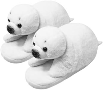 Openhahaha Cartoon Sloth Slippers for Women,Red Panda Slippers,Rocket Raccoon Slippers,Teddy Bears Slippers,Bunny Slippers,Fluffy Winter Cotton Indoor Outdoor Slippers, Sloth Gifts for Women, Seal, One Size