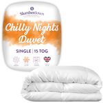Slumberdown Chilly Nights Single Duvet - 15 Tog Extra Warm & Thick Heavyweight Quilt Ideal for Cold Winter - Cosy & Toasty, Soft Touch Cover, Hypoallergenic, Machine Washable (135 x 200)