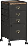 Alkmaar Vertical Mobile Filing Cabinet Fits A4 or Letter Size, Rustic Black