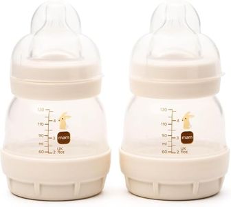 MAM Easy Start Anti-Colic Baby Bottles | 2 Pack (2 x 130ml) | Self-Sterlising Baby Milk Bottle | Slow Flow MAM Teat Size 1 | Newborn Essentials | Unisex | (Various Designs)