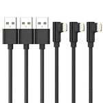 ADILIFT Long iPhone Cable 2m 90 Degree 3Pack [MFi Certified] Right Angle Lightning to USB Cable Nylon Braided iPhone Charger Lead Lightning Fast Charging Cable for iPhone 11 Pro Max Xs X XR 8 7 6