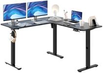 ERGOMAKER Corner Electric Standing Desk, 129 * 50cm Height Adjustable Stand up L-Shaped Desk, Stand up Desk with Splice Board, Sit Stand Desk with Memory Smart Handset(Black Frame + Black Desktop)