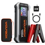 WOLFBOX 4000A Jump Starter - 24000mAh Portable Battery Booster for 10L Gas & 10L Diesel Engines, 65W Quick Charger, LED Display, Built-in LED Light & Jumper Cables for Vehicles