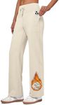 Willit Women's Fleece Lined Pants Wide Leg Thermal Yoga Winter Pants with Pockets High Waist Comyf Casual Lounge Pants Off White L