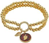 Alex and Ani Buffalo Plaid Double Stretch Bracelet, Shiny Gold Finish, Multi Color, 2 to 3.5in, One Size, Brass, no gemstone