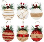 Juvale 6-Pack Rustic Christmas Tree Ornaments, 3 x 5.4 Inches Farmhouse Christmas Decorations, Assorted Designs, Ideal for Hanging on Christmas Trees, Fireplace, and Living Room