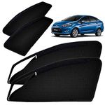 Autofact Magnetic Window Sunshades/Curtains for Ford Fiesta New (2014 Onwards) [Set of 4pc - Front 2pc with Zipper ; Rear 2pc without Zipper] (Black)