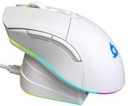 KLIM Blaze Pro Rechargeable Wireless Gaming Mouse with Charging Dock RGB - New 2023 - High-Precision Sensor and Long-Lasting Battery - Up to 6000 DPI - Great PC Gaming Mouse Wireless - White